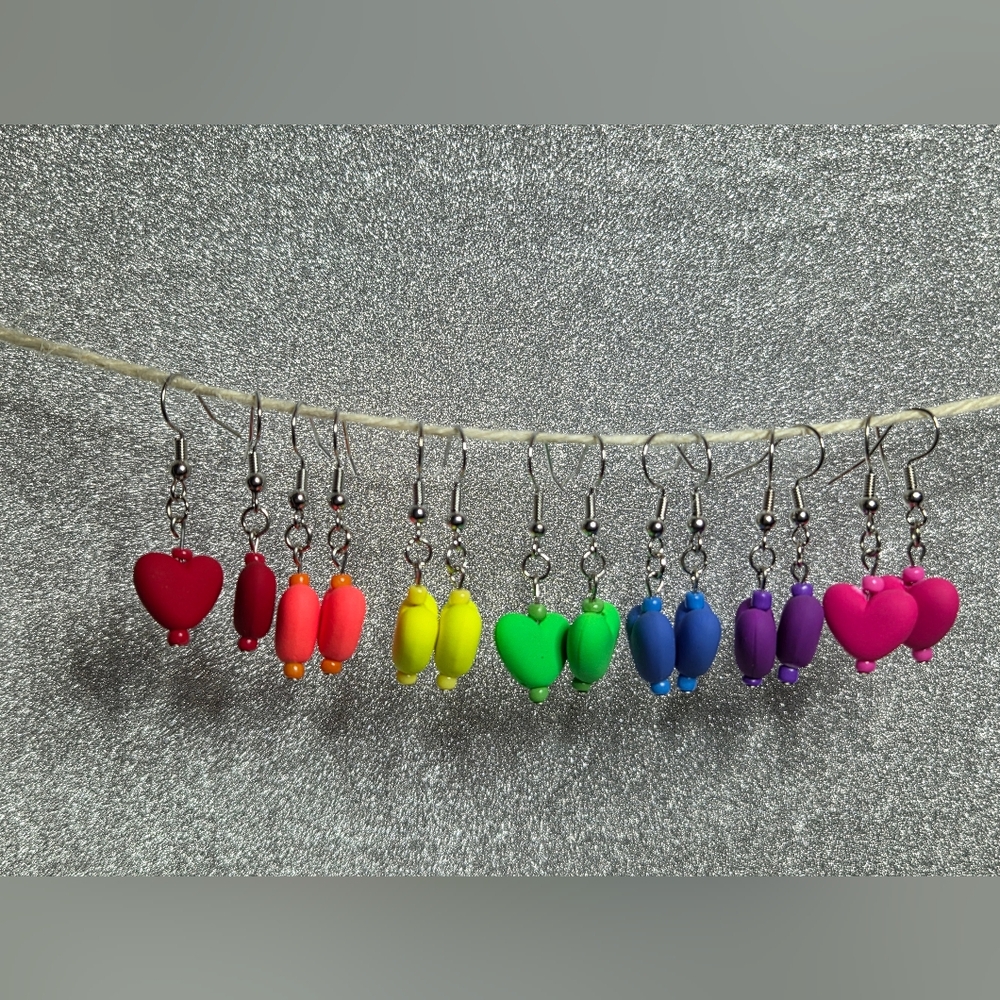 Handmade Heart Beaded Earrings